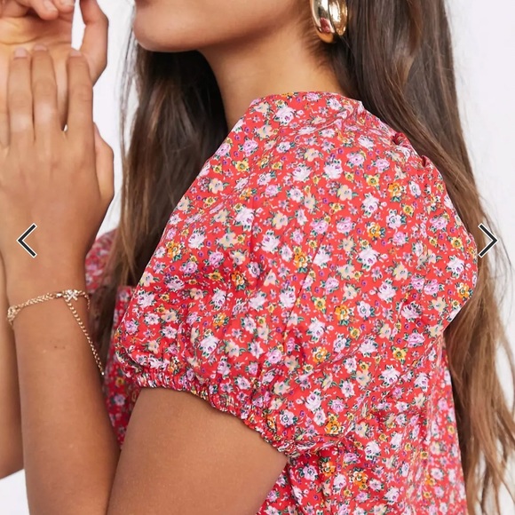 Mango square neck peplum blouse in vintage floral print - Picture 3 of 8